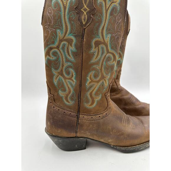 Justin Boots Brown and Teal Heeled Boots - Picture 3 of 8